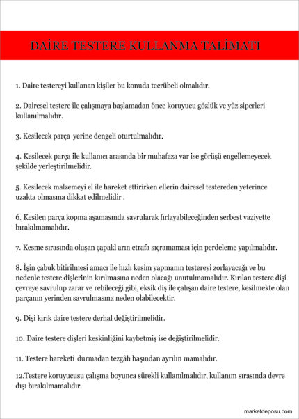 Daire Testere Talimatı