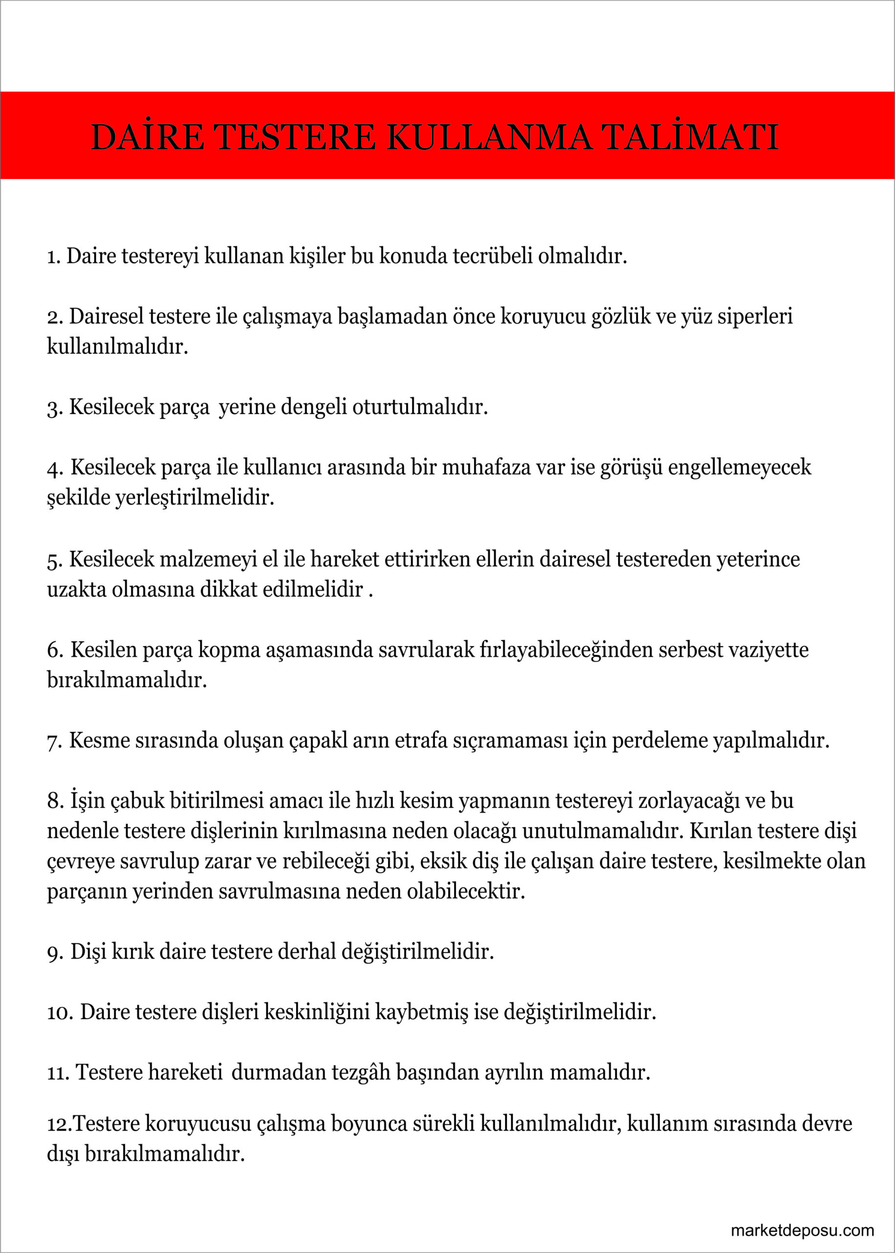Daire Testere Talimatı Daire Testere Talimatı - Görsel 1
